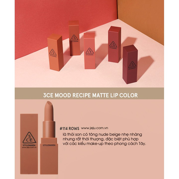 Son 3CE Mood Recipe Mầu 114 (Nude Beige)