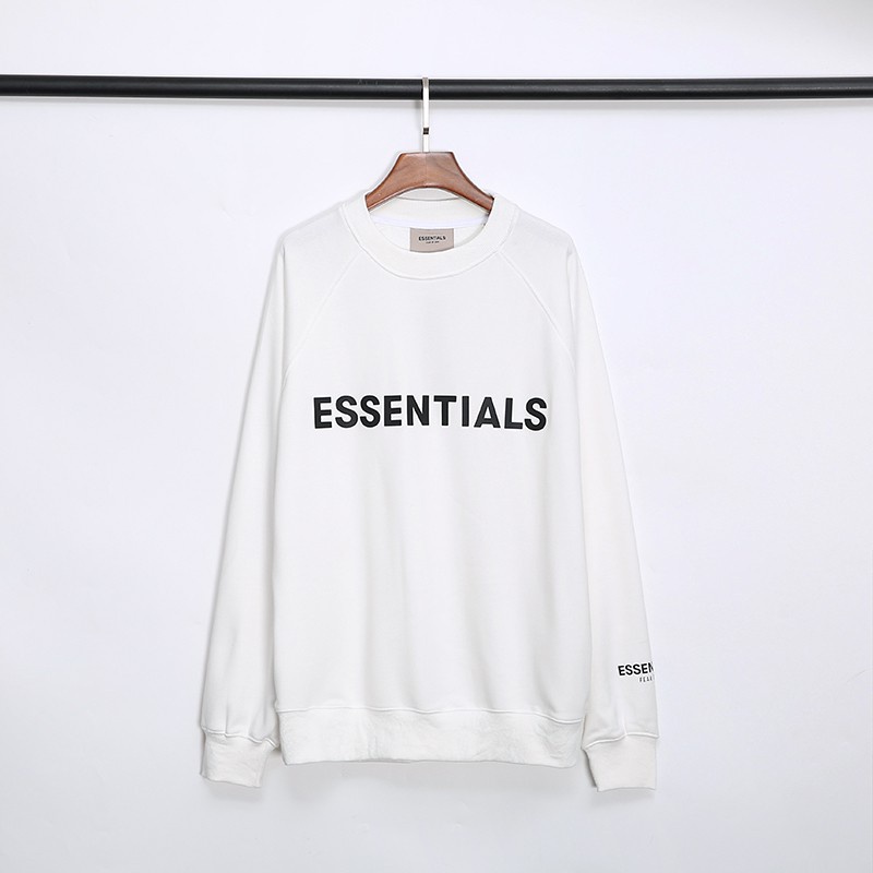 Áo SWEARTER Essentials NỈ Bông 2 lớp - Vải Cao Cấp - Trắng