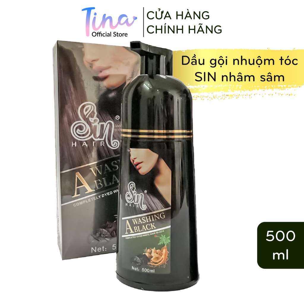 Dầu Gội Nhuộm Tóc Phủ Bạc Nhân Sâm SIN HAIR 500ml - TN008