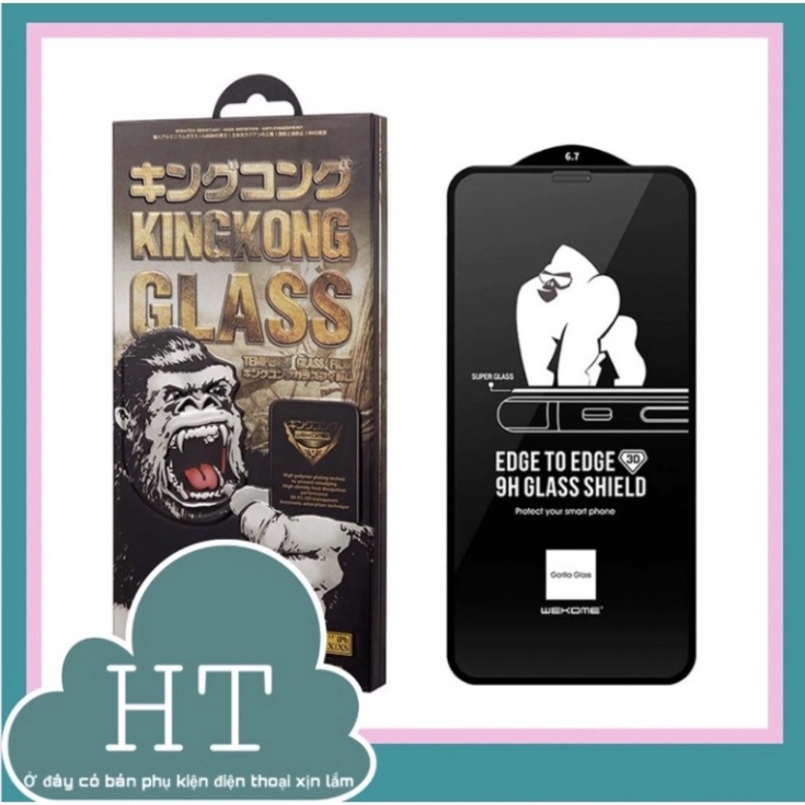 KÍNH CƯỜNG LỰC IPHONE FULL MÀN KINGKONG ĐỦ DÒNG IPHONE KHÔNG HỘP itrinhhoai fthitay