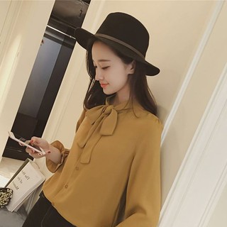 Sơ mi nữ tay dài cổ thắt nơ