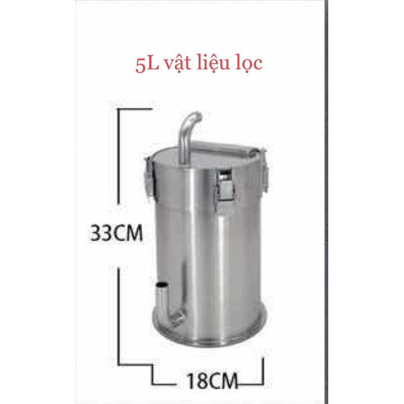 Lọc Inox F160 cao 25cm + Bơm Marine DC Pump 2500L - Lọc Thùng Inox Hồ Cá Thuỷ Sinh