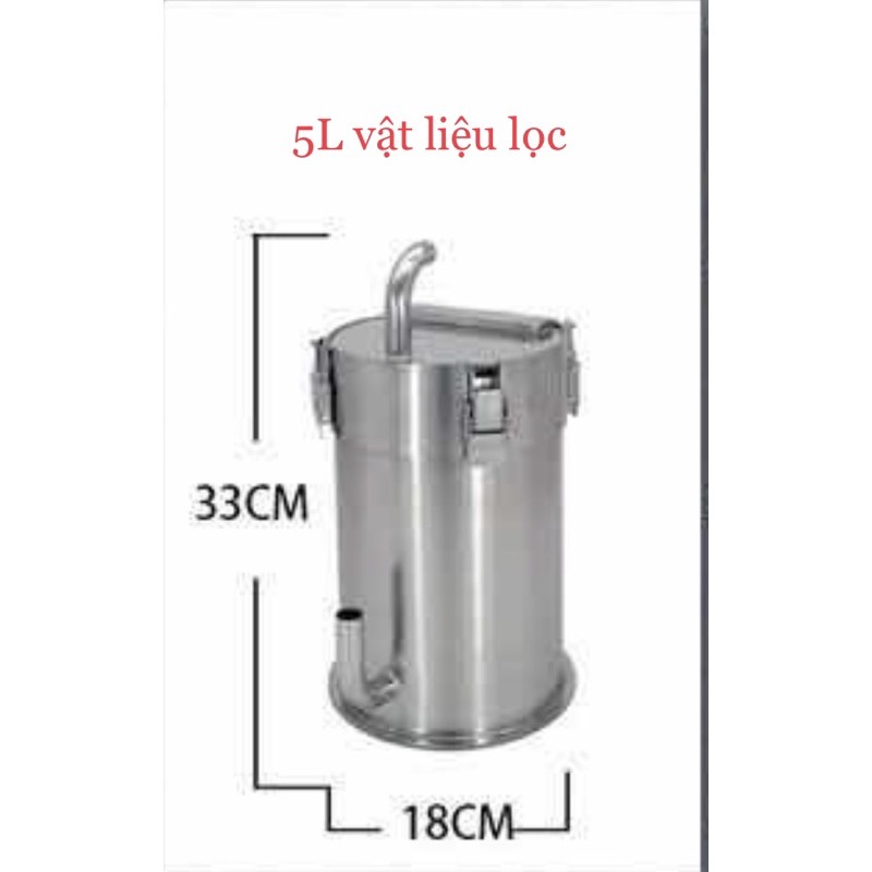 Lọc Inox F160 cao 25cm + Bơm Marine DC Pump 2500L - Lọc Inox Hồ Cá Thuỷ Sinh