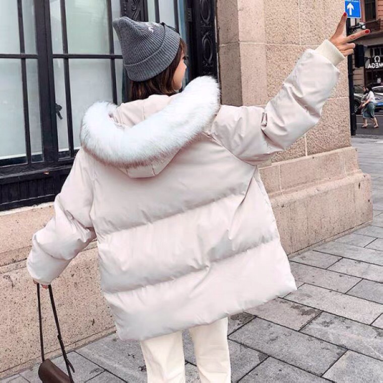 Áo phao nữ Hàn quốc lông vũ chất đẹp quảng châu cao cấp màu đen, kem DAP1 | BigBuy360 - bigbuy360.vn