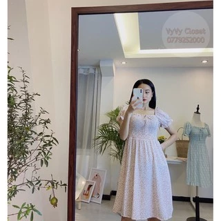 VỀ THÊM MÀU MỚI Váy hoa nhí dáng dài chun ngực cực hot [ẢNH THẬT]