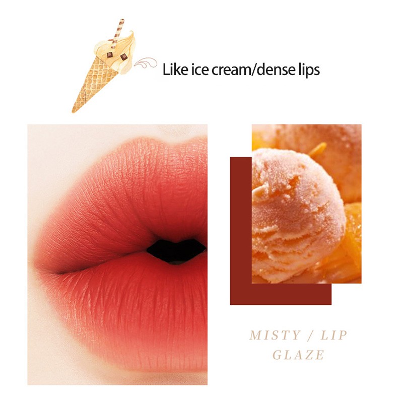 WODWOD Ice cream lip white light matte soft mist caramel orange brown milk tea mousse lip glaze techo | BigBuy360 - bigbuy360.vn