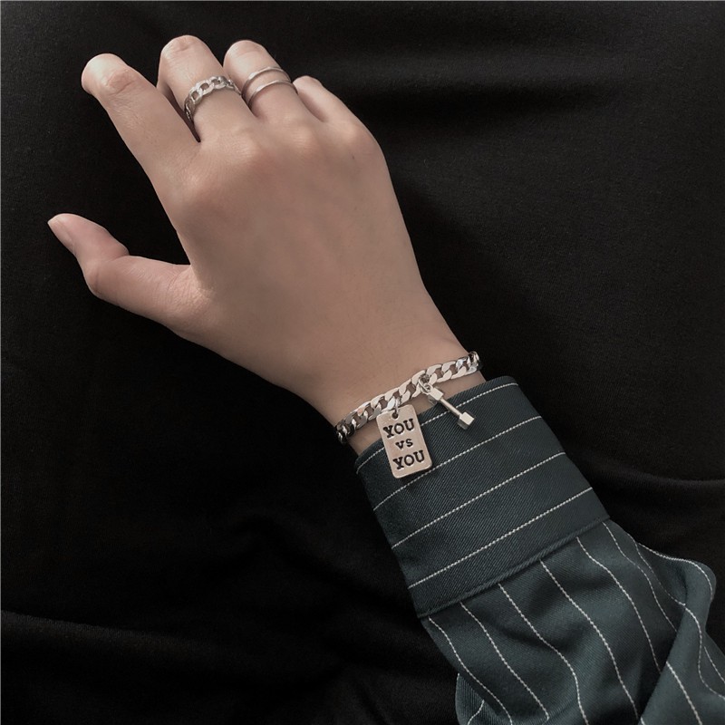 Vòng Tay Hình Quả Tạ Bằng Thép Titan Phong Cách Đường Phố