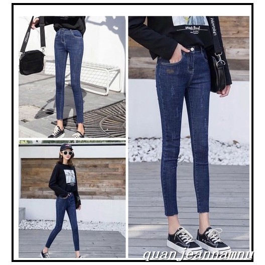 Quần jean nữ CÀO XƯỚC + TUA LAI lưng cao chất giãn tốt - 1033 -MSHOP.1