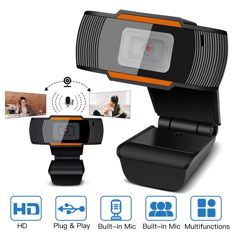 Webcam Kẹp 720P-1080 Màn Hình Tích Hợp Míc - Webcam Máy Tính Hỗ Trợ Học Trực Tuyến, để bàn