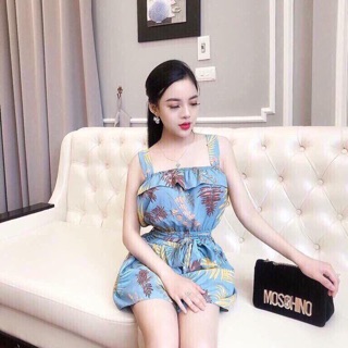 Set áo 2 dây bản to kèm quần chất voan lụa như hình