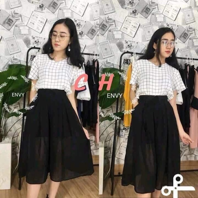 Quần ống rộng vải voan có nút | BigBuy360 - bigbuy360.vn