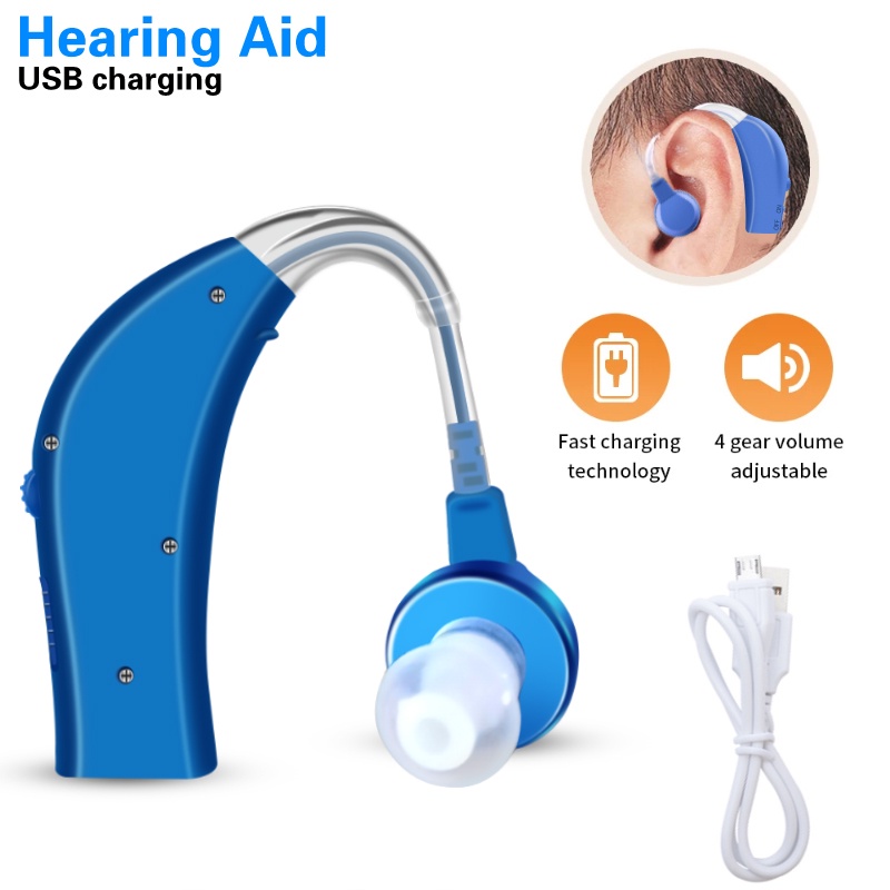 Máy trợ thính USB có thể sạc lại phía sau Bộ khuếch đại âm thanh có thể điều chỉnh âm lượng Máy trợ thính