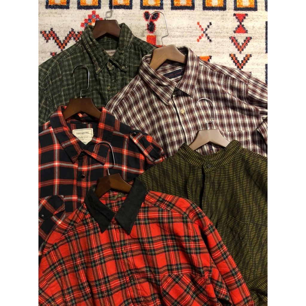 Áo sơ mi caro flannel 2hand (Secondhand) bụi bặm, vintage, cổ điển