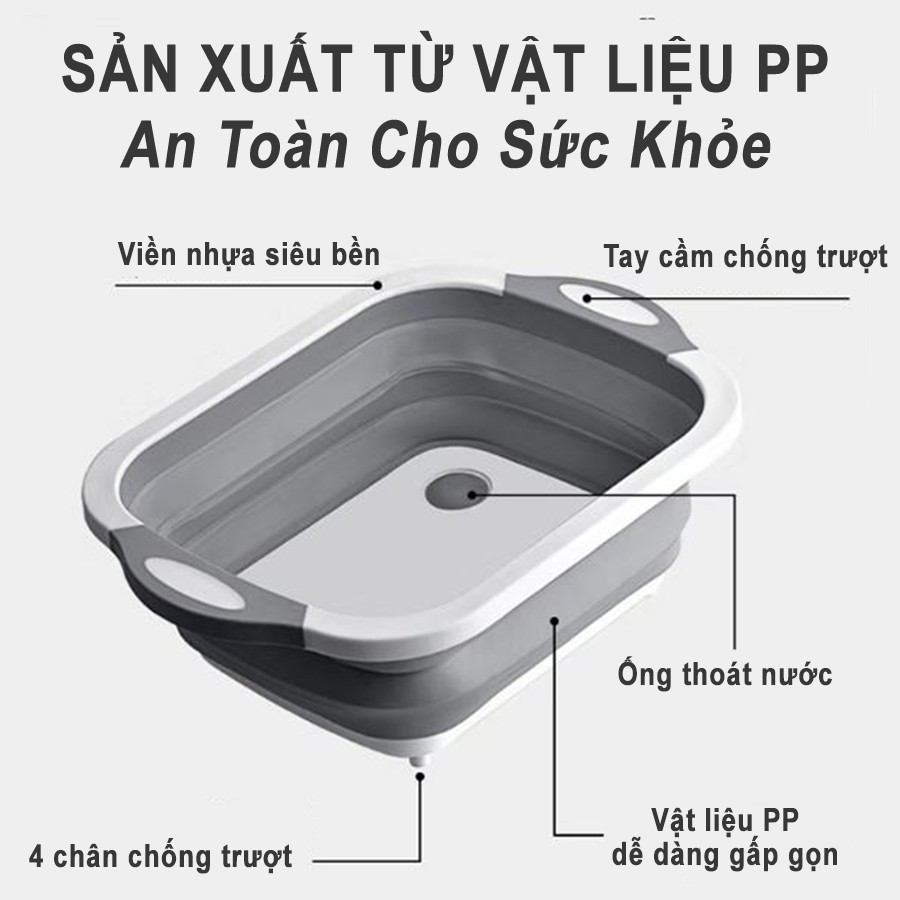 Chậu Rửa Gấp Gọn Kiêm Thớt Đa Năng 1 sản phẩm 3 công dụng