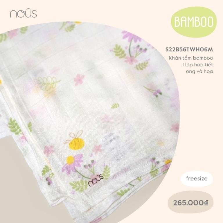 Phụ Kiện Cao Cấp Nous - Khăn Đa Năng Cho Bé Nous - Chất Liệu Nu Bamboo Mềm Mại Kích Thước 120x 120cm