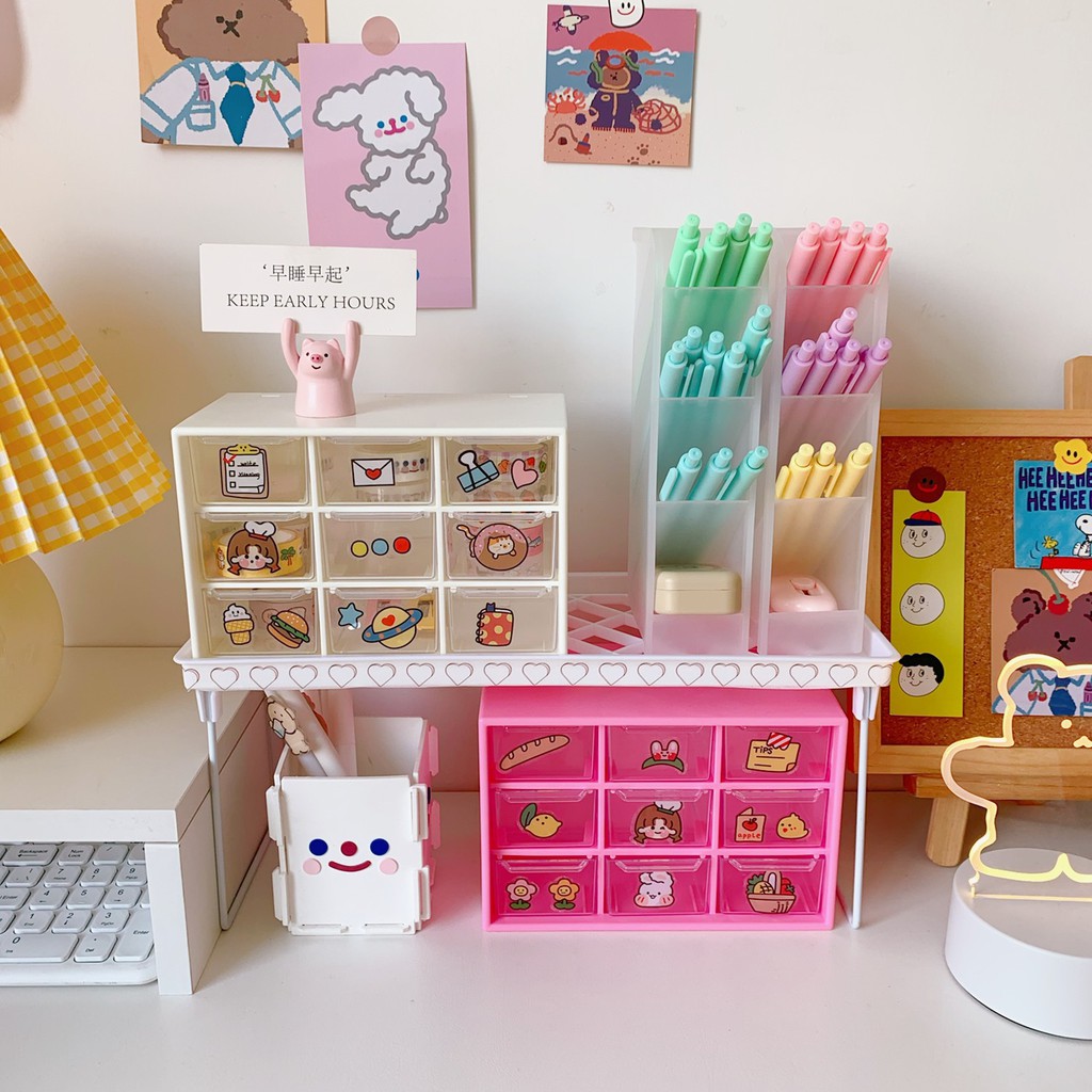 Tủ đựng sticker DecorMe hộp đựng sticker 9 ngăn kệ học để bàn Muji văn phòng phẩm