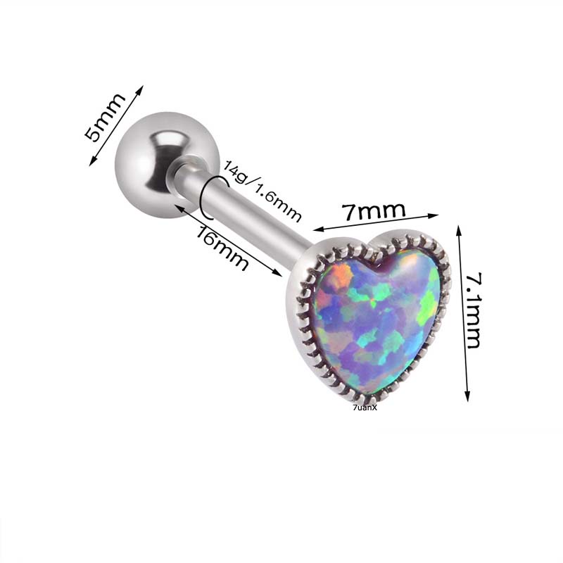 1 Khuyên Lưỡi Hình Trái Tim Bằng Thép Không Gỉ 14G