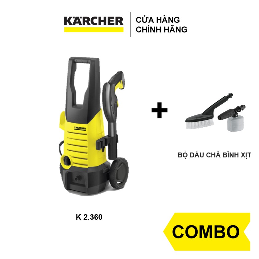 Combo máy phun rửa áp lực cao Karcher K 2.360 và bộ đầu chà bình xịt