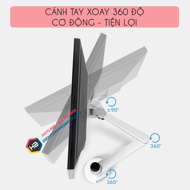 Giá Treo Màn Hình OA 7X 17 - 24 - 27 - 32 Inch - Kèm Tay Treo Đỡ Laptop 10 - 15.6 Inch - Gắn Bàn Đa Năng
