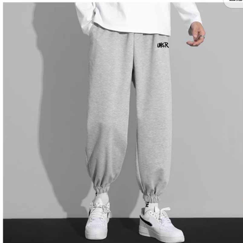 Quần nỉ nam nữ ống rộng  Mẫu hót  Quần boom dáng jogger bo gấu unisex thêu unsr 3 màu đen trắng xám