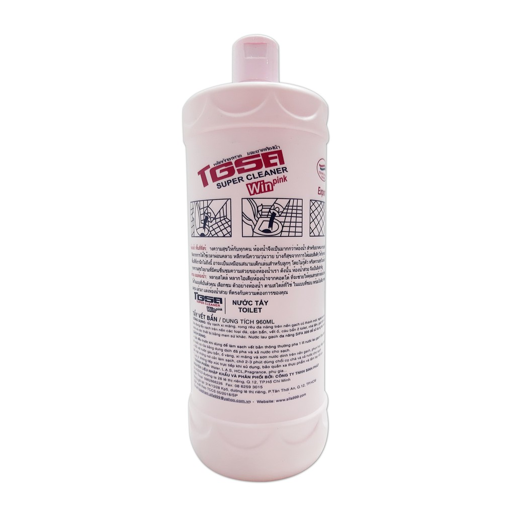 Nước tẩy toilet, gạch, xi măng, nhà tắm đa năng Sifa 960ml (TGSA Super Cleaner Pink 960ml)