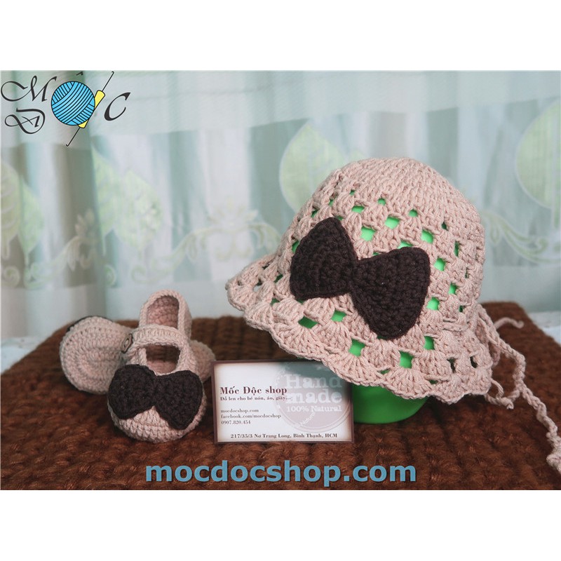 Giày nón len handmade cho bé gái 0-12 tháng