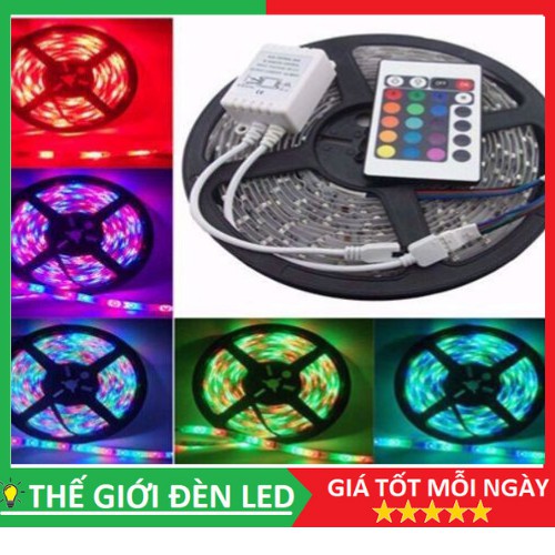 Bộ đèn LED dây dán 5m 5050RGB phủ keo silicon đổi 7 màu V-L-D-RGB (RGB)+Nguồn+Khiển