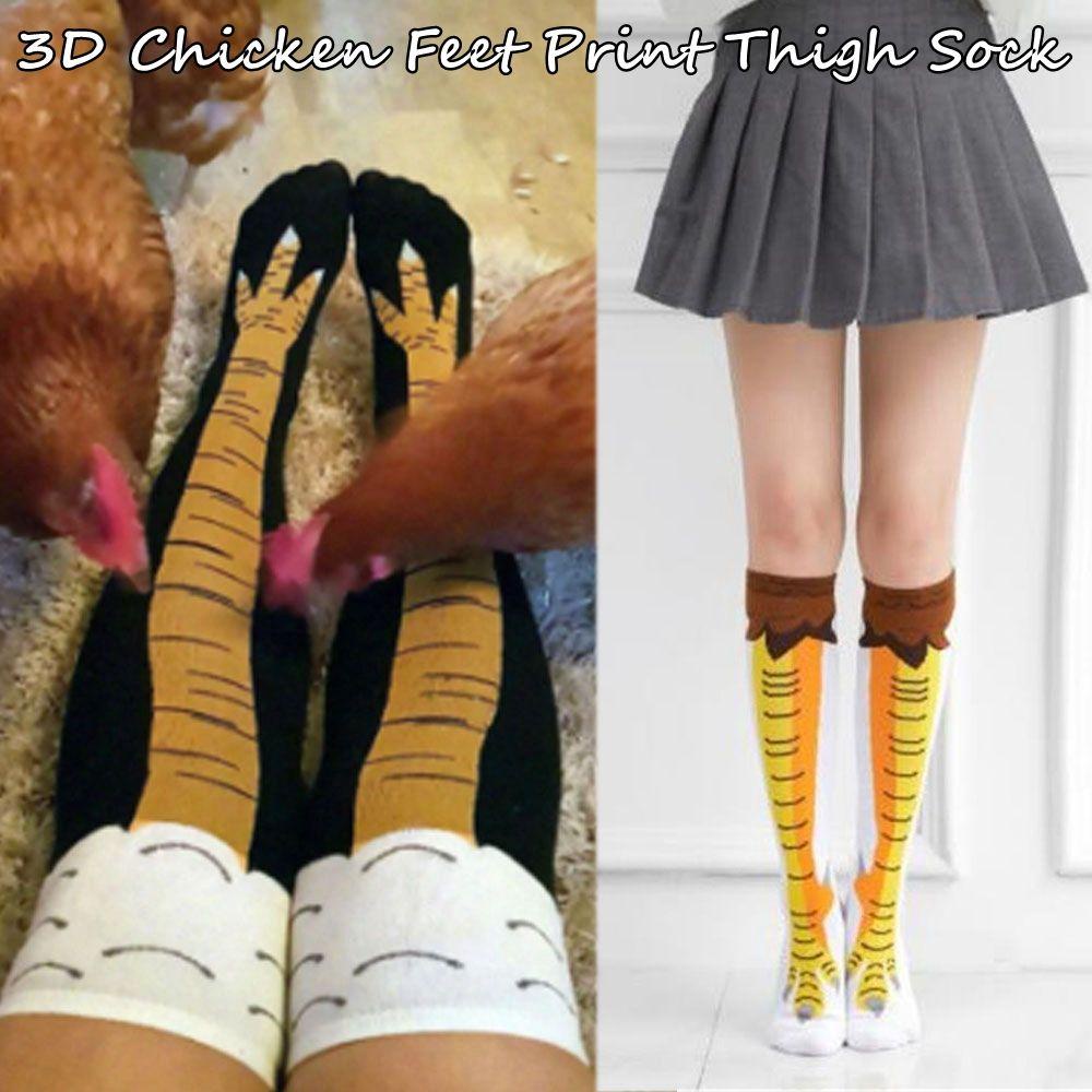 OSIER1 Tất Ống Chân Giữ Ấm In Hình Gà Hoạt Hình 3D