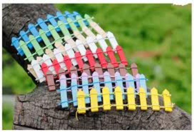 Hàng rào gỗ trang trí nhiều màu, trang trí tiểu cảnh terrarium, decor chậu cây, DIY