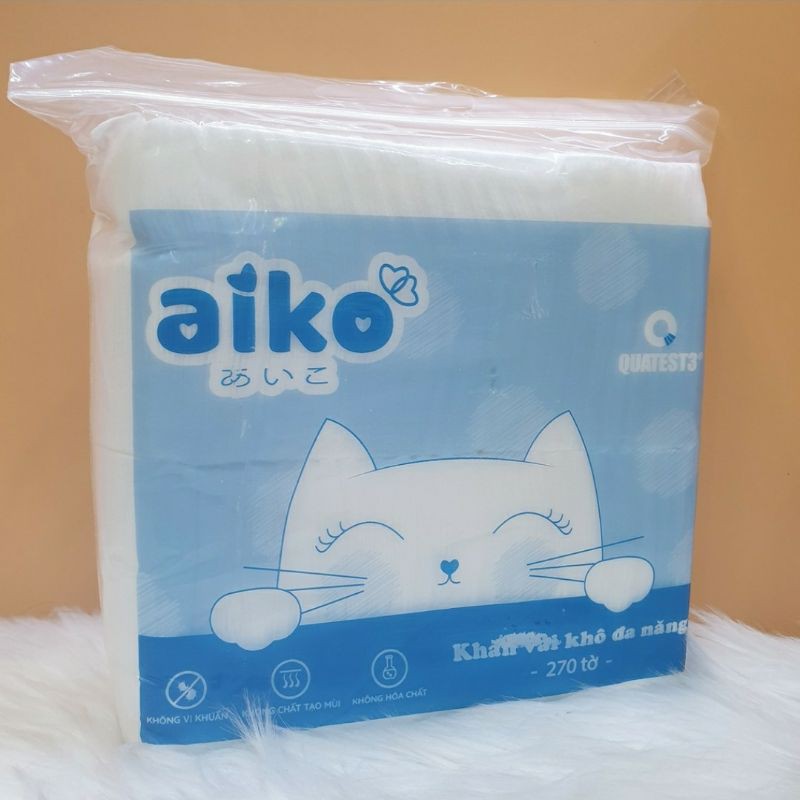 Aiko - Khăn vải khô đa năng gói 270 tờ/ 300gr