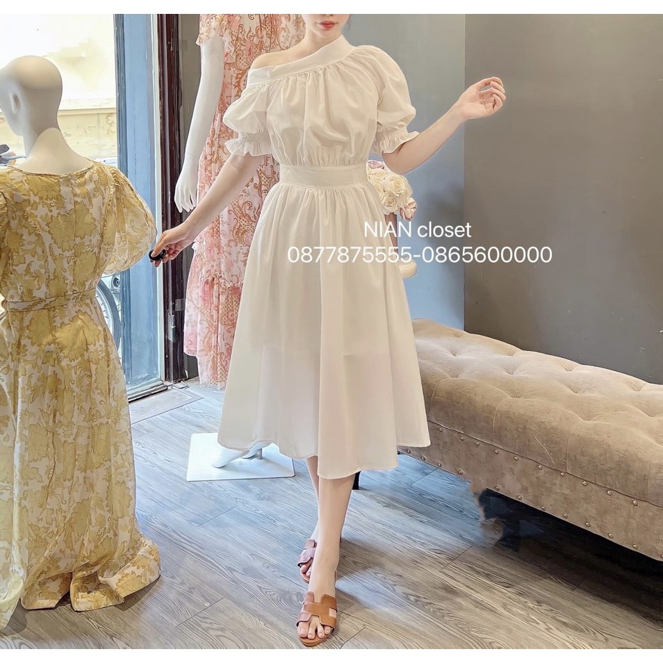 Đầm lệch vai thiết kế dáng xòe DN155