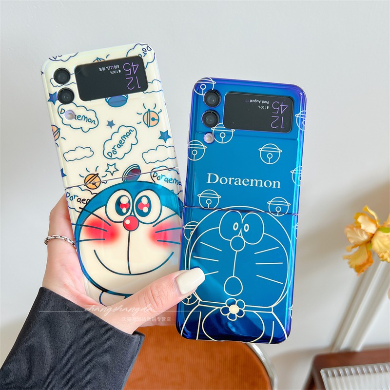 Ốp Điện Thoại Nắp Lật Mềm Blu-Ray In Hình Doraemon Chống Sốc Cho Samsung Galaxy Z Flip 4 3 5G Z Flip3 Flip4