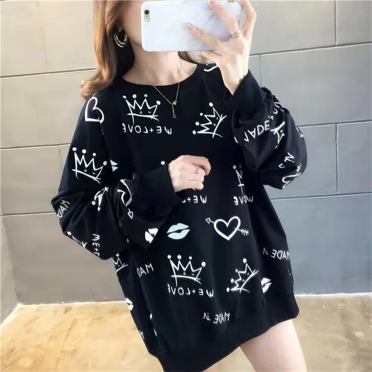 Áo Thun DàI Tay Cổ TròN Oversized C9593 Cho Nữ [40-150KG]