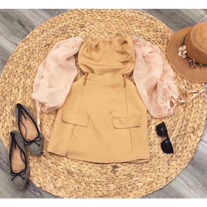 G1-Set áo cup ngực , chân váy kaki