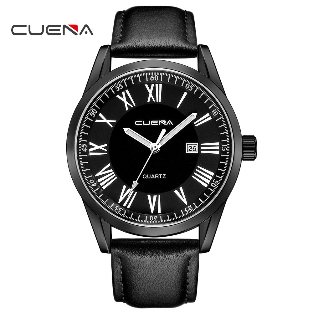 (CHUẨN MEN) Đồng hồ nam CUENA doanh nhân đẳng cấp CE817 viền thép lịch lãm dây da cao cấp