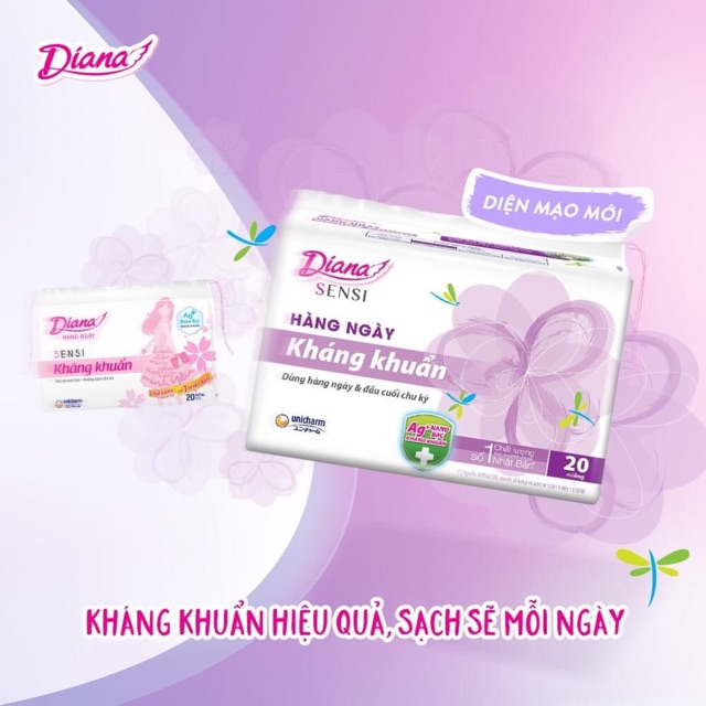 Băng vệ Sinh Diana hàng ngày Sensi kháng khuẩn 8 miếng