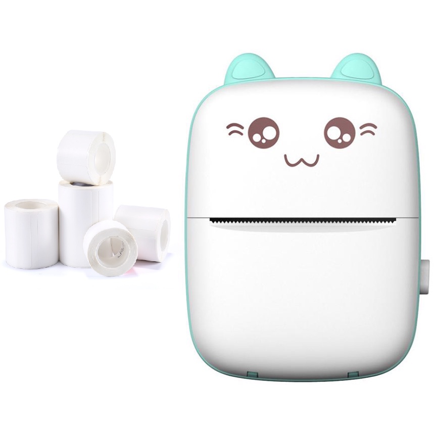 Giấy tem nhãn dán mini cho máy in cầm tay, con mèo, peripage, P210...