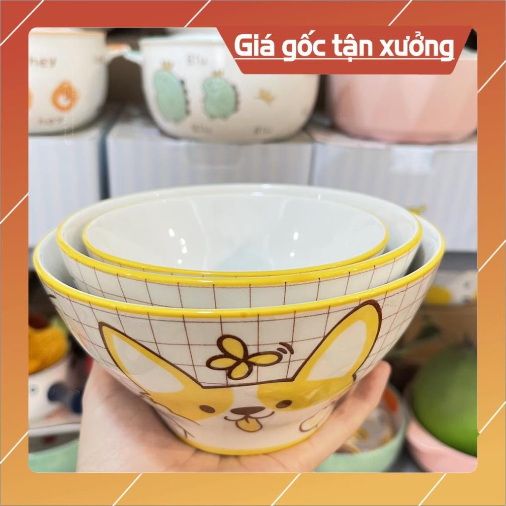 Siêu Sale - Sét bát đĩa gốm sứ decor siêu đẹp chó corgi 21 món siêu đẹp