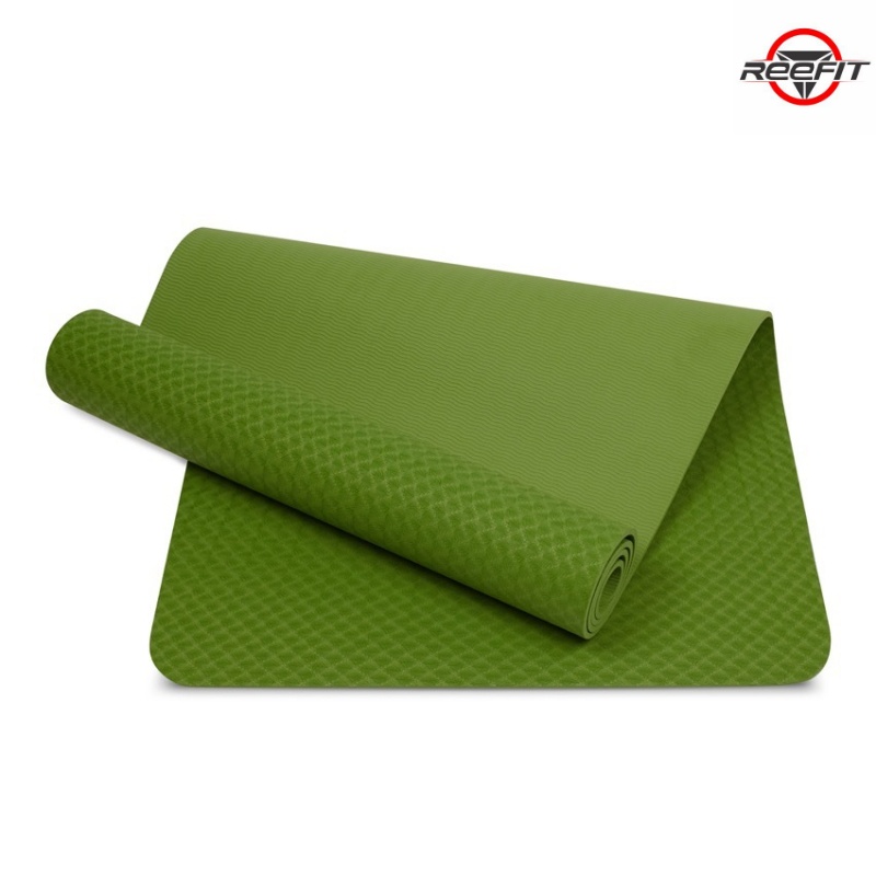 Thảm tập Yoga Eco 6mm 2 lớp TPE màu xanh lá (kèm túi)