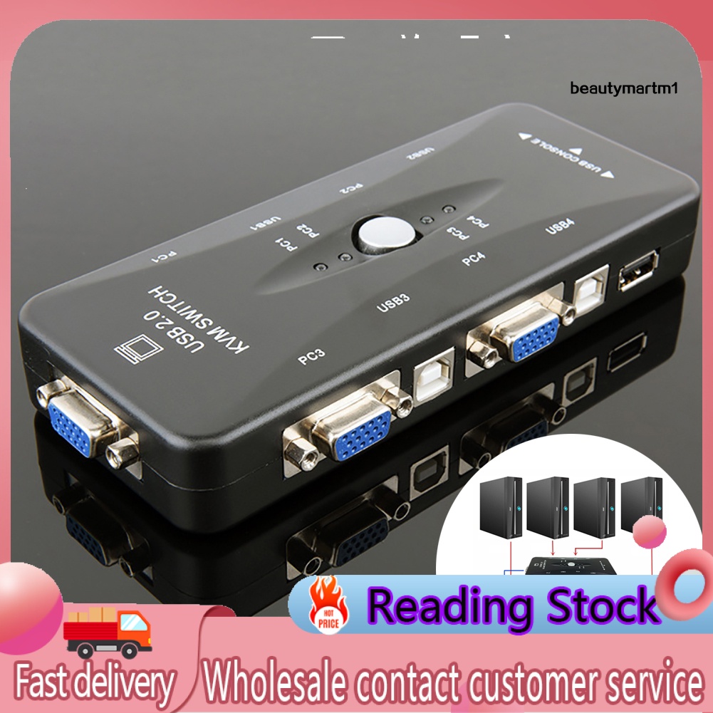 Công Tắc 4 Cổng Usb 2.0 Kvm Cho Máy In / Bàn Phím / Máy In / Vga 1920x1440