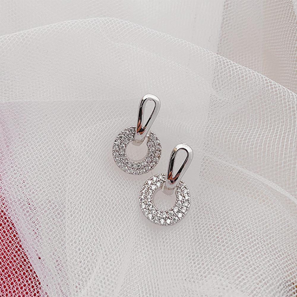 JARRED Bông Tai Mạ Bạc 925 Hình Tròn Chống Dị Ứng Thời Trang Dành Cho Nữ