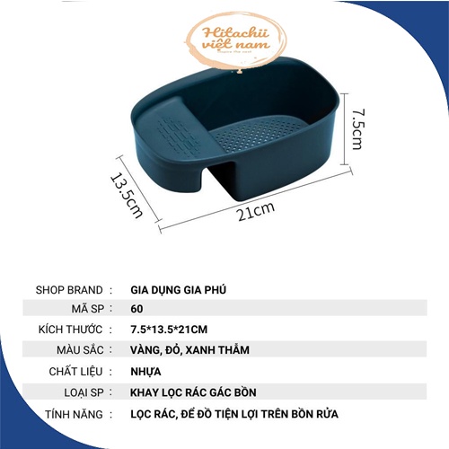 Giỏ Lọc Rác Bồn Rửa Bát Gài Bồn Rửa Tiện Lợi, Khay Lọc Rác Gắn Bồn Rửa Bát Rổ Nhựa Đựng Giẻ Rửa Chén Xà Phò