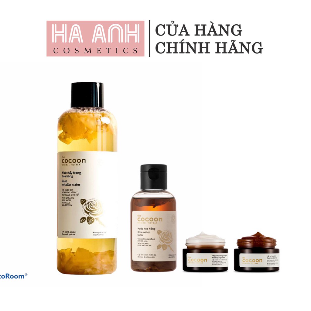 Bộ sản phẩm Cocoon hoa hồng dưỡng ẩm làm dịu da