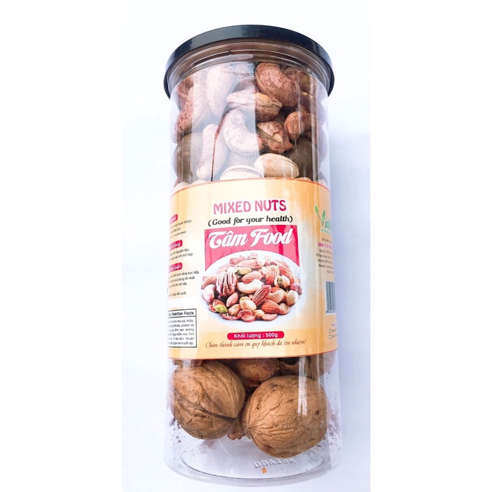 500g Mix các loại hạt dinh dương ( hạt dẻ, hạnh nhân, macca, óc chó, hạt điều nguyên )