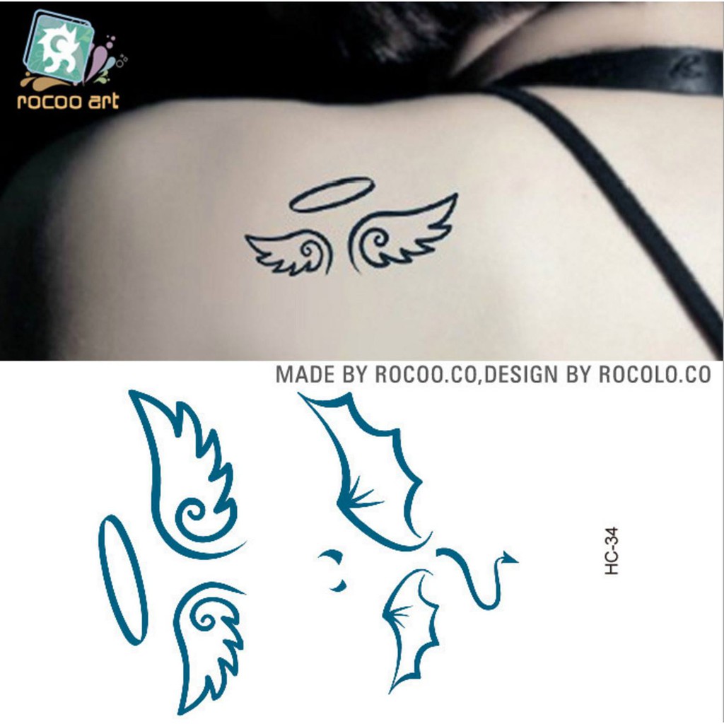 Hình xăm dán noel cánh chim và ngôi sao hoa tuyết 10x6cm