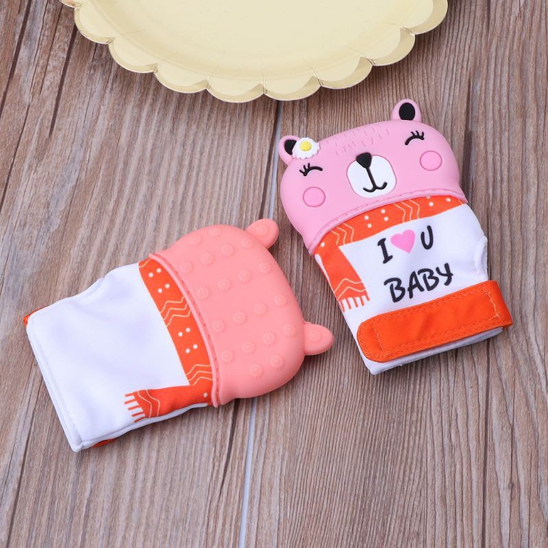 BB Baby Silicone Teething Mitten Glove Sound Teether Newborn Chewable Nursing Gloves Teether Natural Stop Sucking Thumb Toy