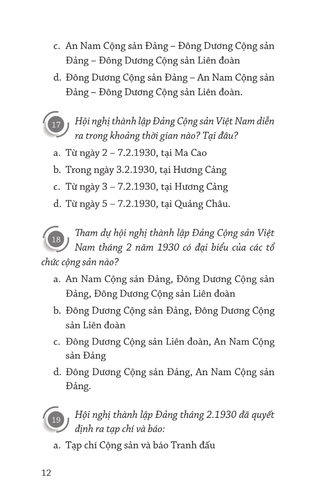Sách Những Câu Đố Trắc Nghiệm Về Lịch Sử Dân Tộc Và Lịch Sử Cách Mạng Việt Nam Từ Năm 1930 Đến Nay | BigBuy360 - bigbuy360.vn