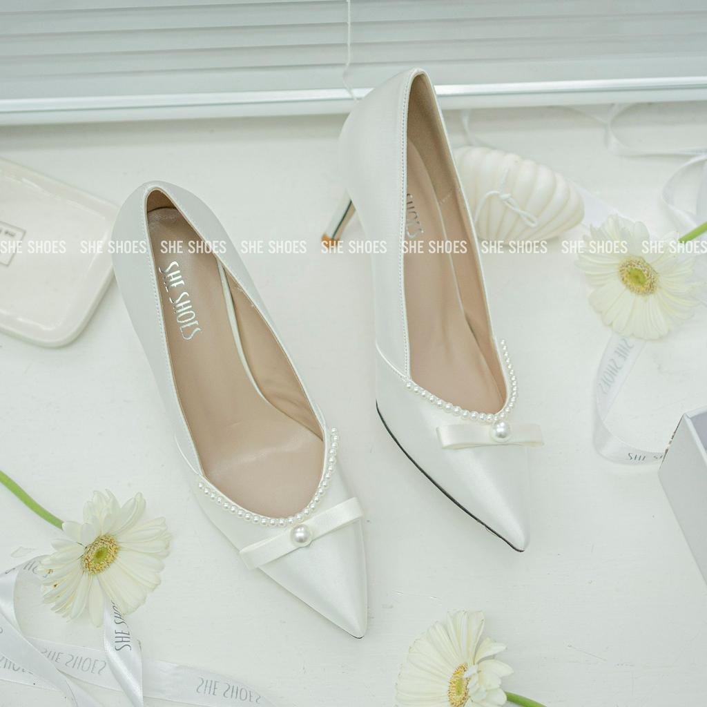 Giày cưới ♥️♥️ Giày cao gót trắng cô dâu cao cấp, độc quyền bởi SHE SHOES - GC07027