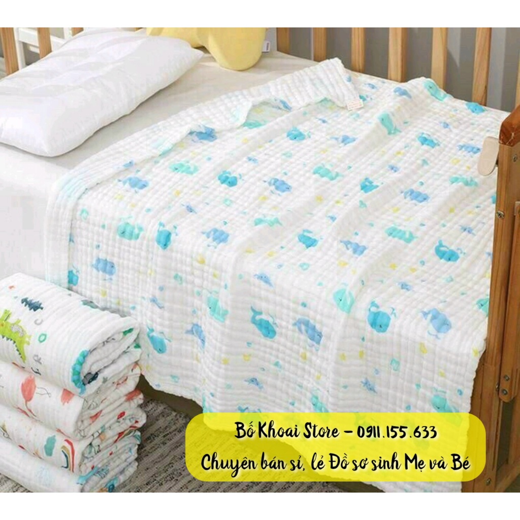 Khăn tắm xô nhăn 6 lớp siêu mềm, siêu thấm cho bé - Chăn xô nhăn 6 lớp đa năng  - Bố Khoai Store