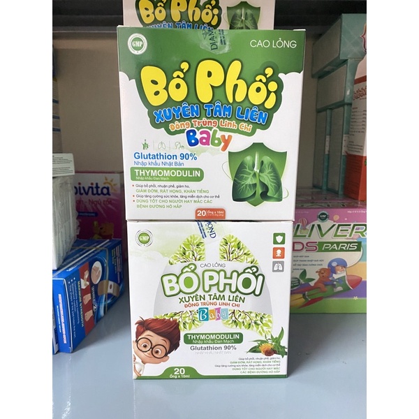 Bổ Phổi cho trẻ Xuyên Tâm Liên Đông Trùng Linh Chi BaBy Thảo Mộc Dân Gian cho bé Giảm Ho Giảm Đờm Nhuận Phế hộp 20 ống